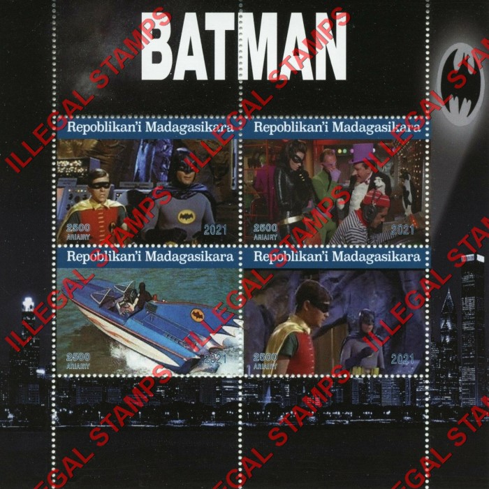 Madagascar 2021 Batman Illegal Stamp Souvenir Sheet of 4