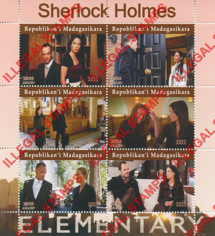 Madagascar 2021 Sherlock Holmes Elementary Illegal Stamp Souvenir Sheet of 6