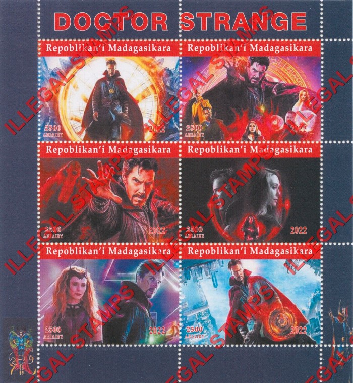 Madagascar 2022 Doctor Strange Illegal Stamp Souvenir Sheet of 6