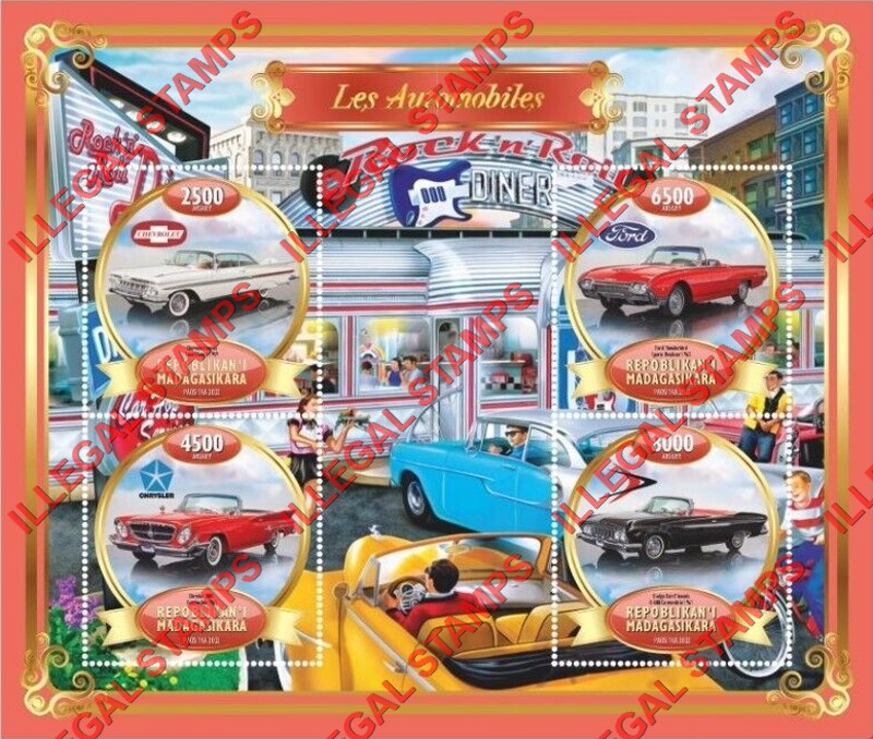 Madagascar 2022 Automobiles Illegal Stamp Souvenir Sheet of 4