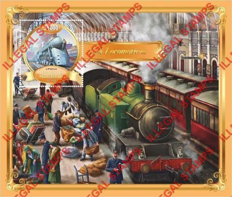 Madagascar 2022 Locomotives Illegal Stamp Souvenir Sheet of 1