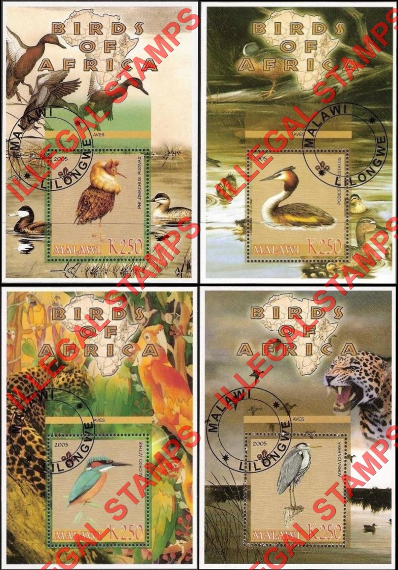 Malawi 2005 Birds of Africa Illegal Stamp Souvenir Sheets of 1 (Part 2)