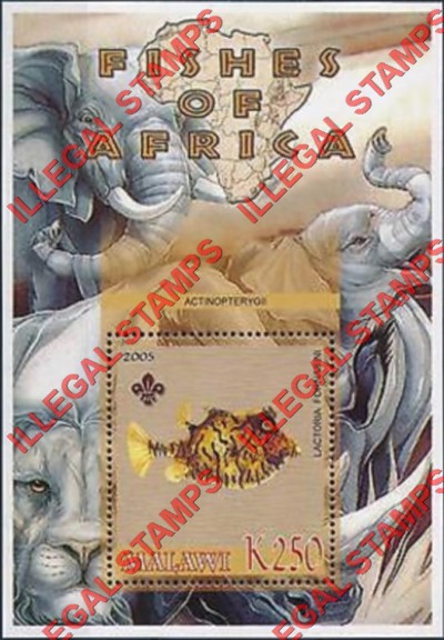 Malawi 2005 Fishes of Africa Illegal Stamp Souvenir Sheet of 1