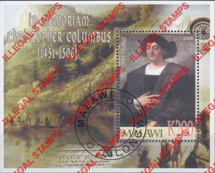 Malawi 2006 Christopher Columbus Illegal Stamp Souvenir Sheet of 1