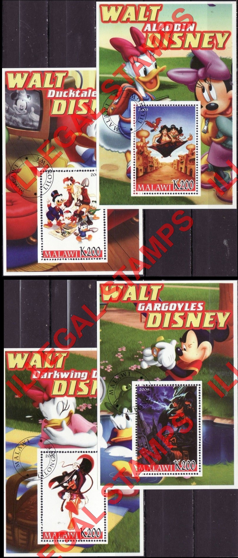 Malawi 2006 Disney Cartoons Illegal Stamp Souvenir Sheets of 1 (Part 3)