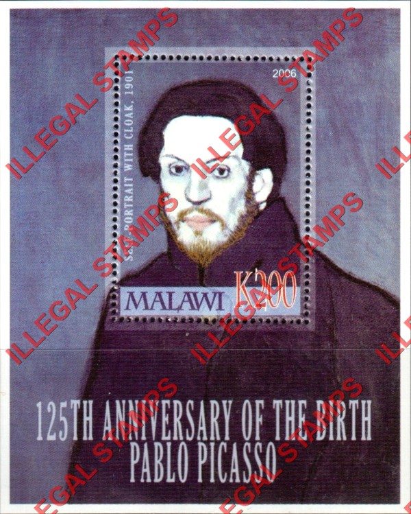 Malawi 2006 Pablo Picasso Illegal Stamp Souvenir Sheet of 1