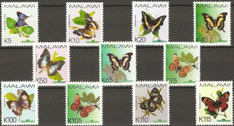 Malawi 2007 Butterflies Definitives Like the 2002 Issue