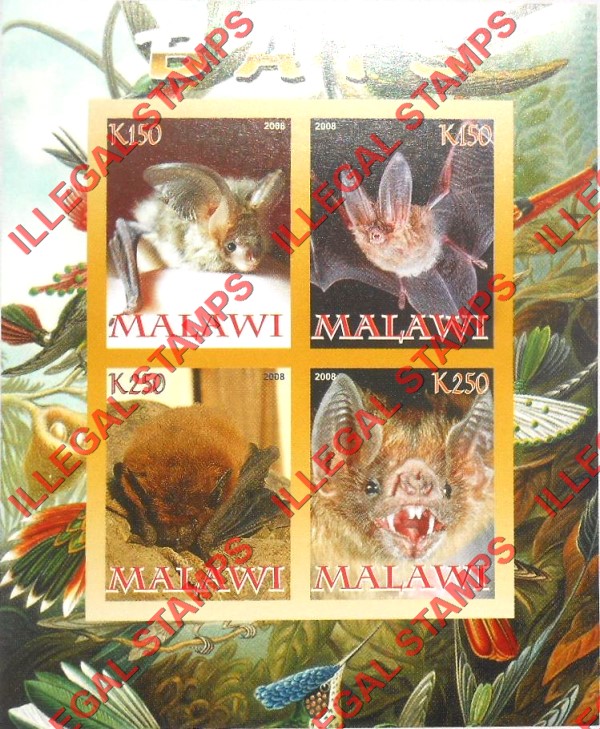 Malawi 2008 Bats Illegal Stamp Souvenir Sheet of 4