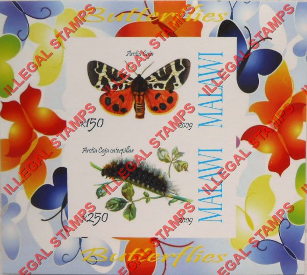 Malawi 2009 Butterflies Illegal Stamp Souvenir Sheet of 2