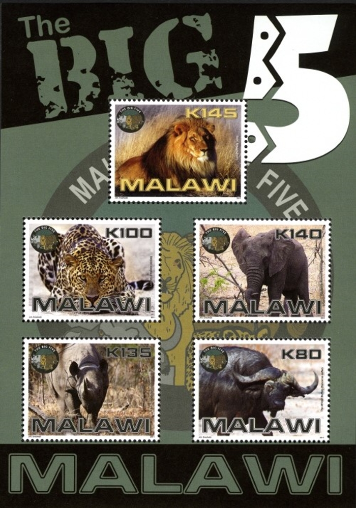 Malawi 2011 Big 5 Large Animals Souvenir Sheet Scott 764a