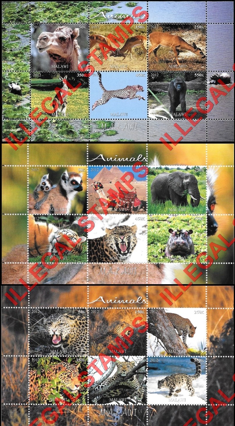 Malawi 2011 Animals Illegal Stamp Souvenir Sheets of 6 (Part 4)