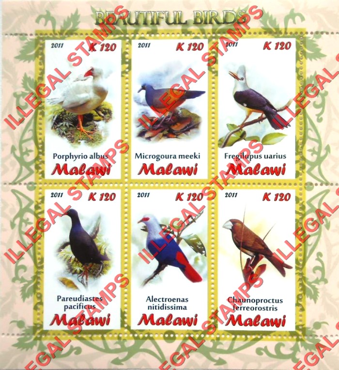Malawi 2011 Birds Illegal Stamp Souvenir Sheets of 6 (Part 3)