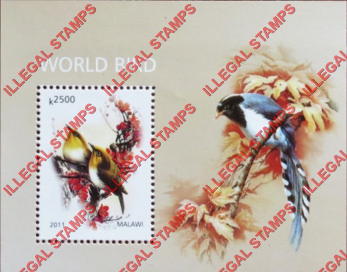 Malawi 2011 Birds World Illegal Stamp Souvenir Sheet of 1