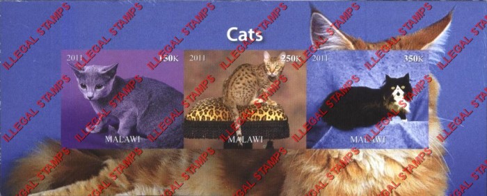 Malawi 2011 Cats Illegal Stamp Souvenir Sheet of 3