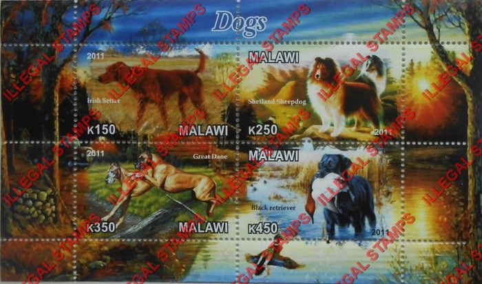 Malawi 2011 Dogs Illegal Stamp Souvenir Sheet of 4