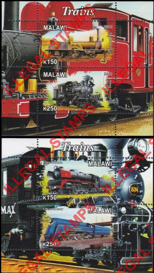 Malawi 2011 Trains Illegal Stamp Souvenir Sheets of 2