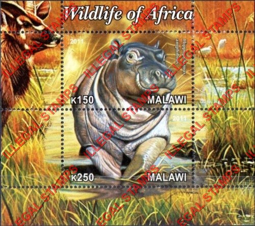 Malawi 2011 Wildlife of Africa Illegal Stamp Souvenir Sheet of 2