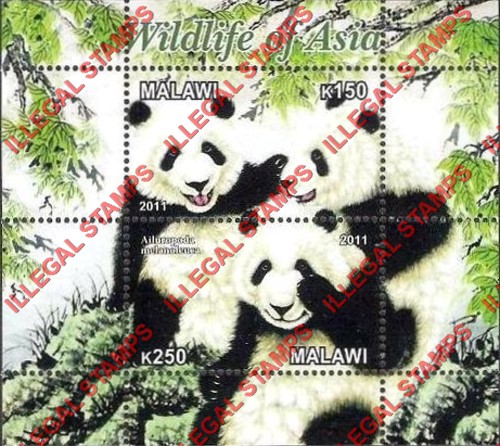 Malawi 2011 Wildlife of Asia Illegal Stamp Souvenir Sheet of 2