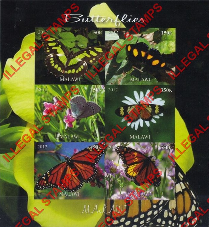 Malawi 2012 Butterflies Illegal Stamp Souvenir Sheets of 6 (Part 3)