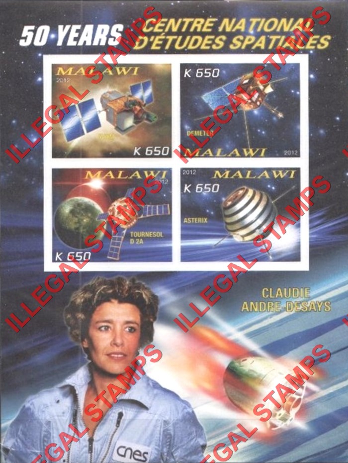 Malawi 2012 Space 50 Years Illegal Stamp Souvenir Sheets of 4 (Part 3)