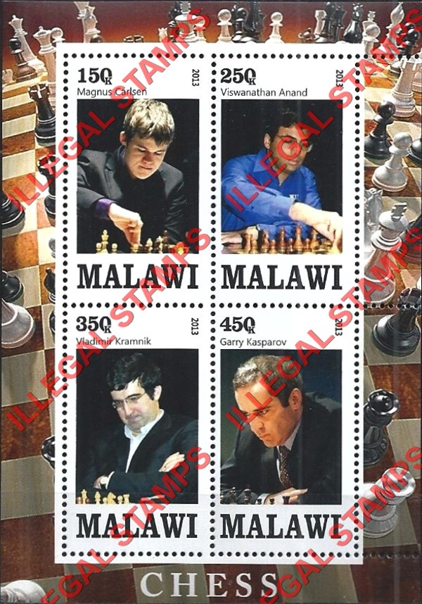 Malawi 2013 Chess Illegal Stamp Souvenir Sheet of 4