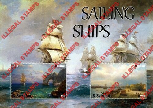 Malawi 2015 Sailing Ships Illegal Stamp Souvenir Sheet of 2