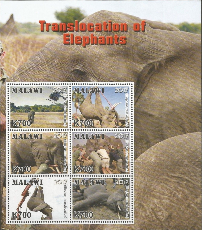 Malawi 2018 Translocation of Elephants Souvenir Sheet of 6