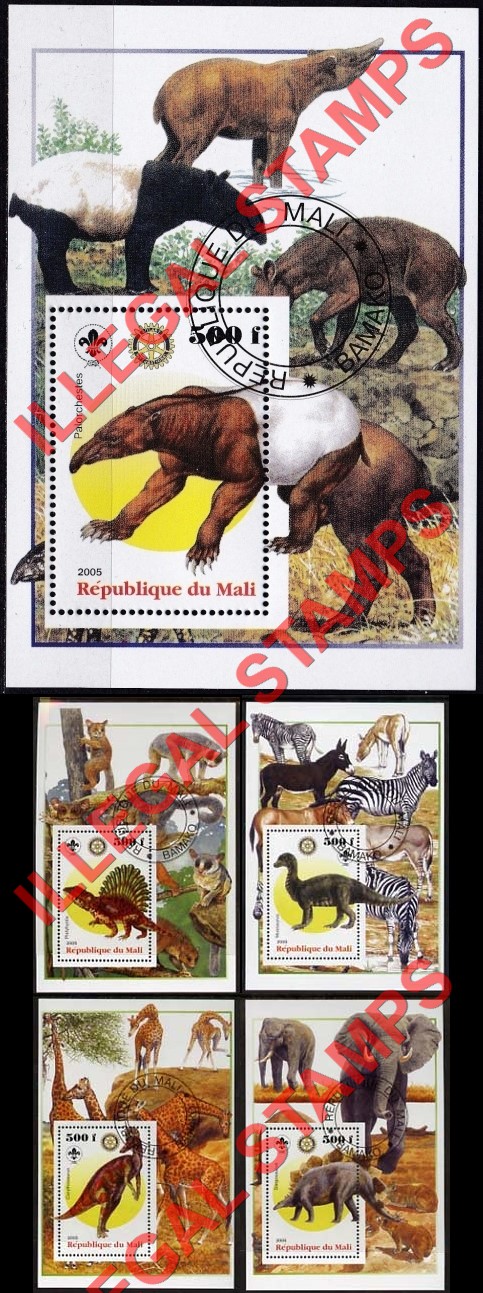 Mali 2005 Dinosaurs Illegal Stamp Souvenir Sheets of 1 (Part 2)