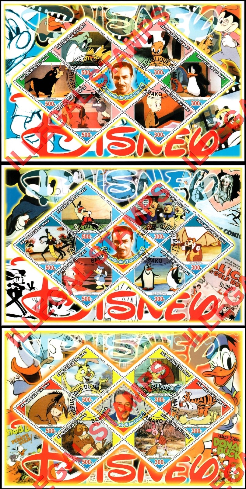 Mali 2006 Disney Cartoons Illegal Stamp Souvenir Sheets of 6 Plus Label (Part 2)