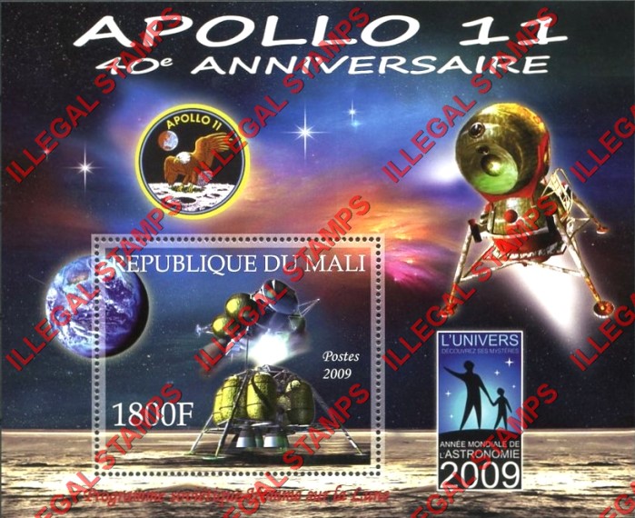 Mali 2009 Apollo 11 Illegal Stamp Souvenir Sheet of 1