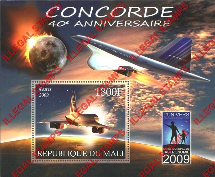 Mali 2009 Concorde Illegal Stamp Souvenir Sheet of 1