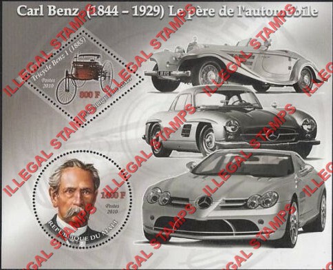 Mali 2010 Carl Benz Automobiles Illegal Stamp Souvenir Sheet of 2