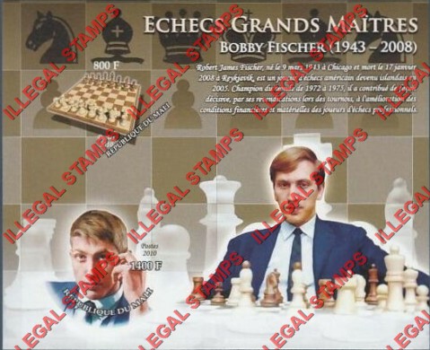 Mali 2010 Chess Bobby Fischer Illegal Stamp Souvenir Sheet of 2