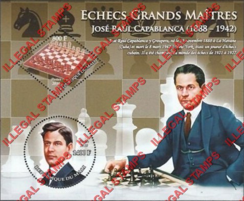 Mali 2010 Chess Jose Capablanca Illegal Stamp Souvenir Sheet of 2
