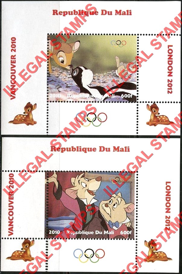 Mali 2010 Disney Bambi Illegal Stamp Souvenir Sheets of 1 (Part 1)