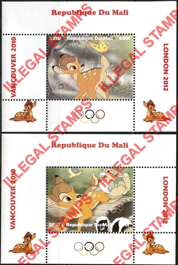 Mali 2010 Disney Bambi Illegal Stamp Souvenir Sheets of 1 (Part 2)