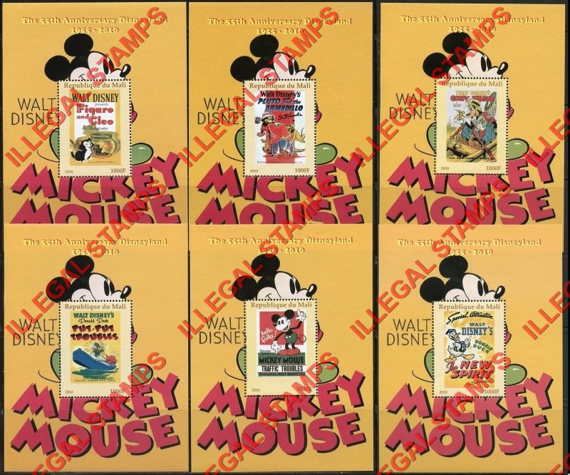Mali 2010 Disney Film Posters Illegal Stamp Souvenir Sheets of 1