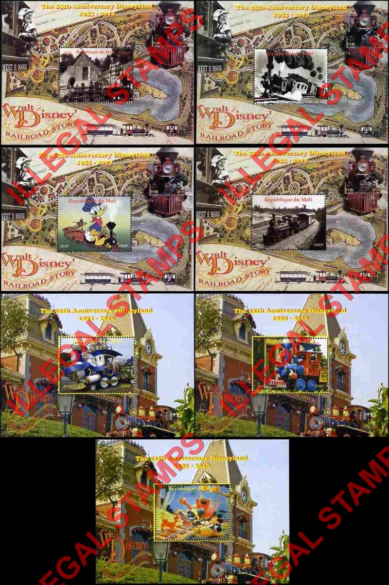 Mali 2010 Disney Railroad Story Illegal Stamp Souvenir Sheets of 1 (Part 1)