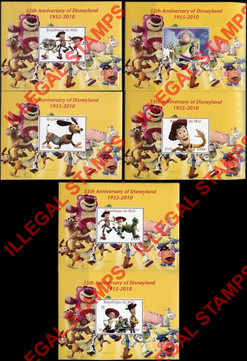 Mali 2010 Disney Toy Story Illegal Stamp Souvenir Sheets of 1