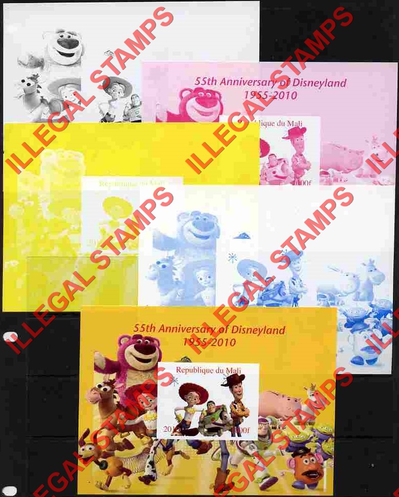 Mali 2010 Disney Toy Story Illegal Stamp Souvenir Sheet of 1 Fake Color Proof Set
