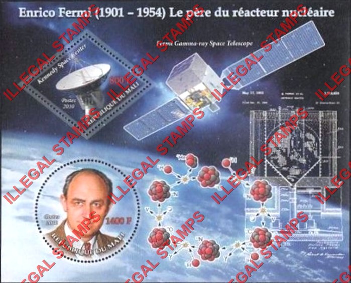 Mali 2010 Space Nuclear Reactor Enrico Fermi Illegal Stamp Souvenir Sheet of 2