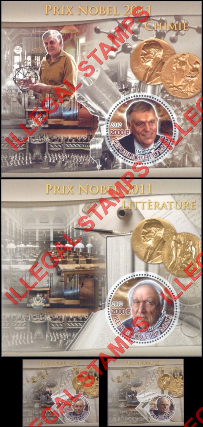 Mali 2011 Nobel Prize Illegal Stamp Souvenir Sheets of 1 (Part 1)