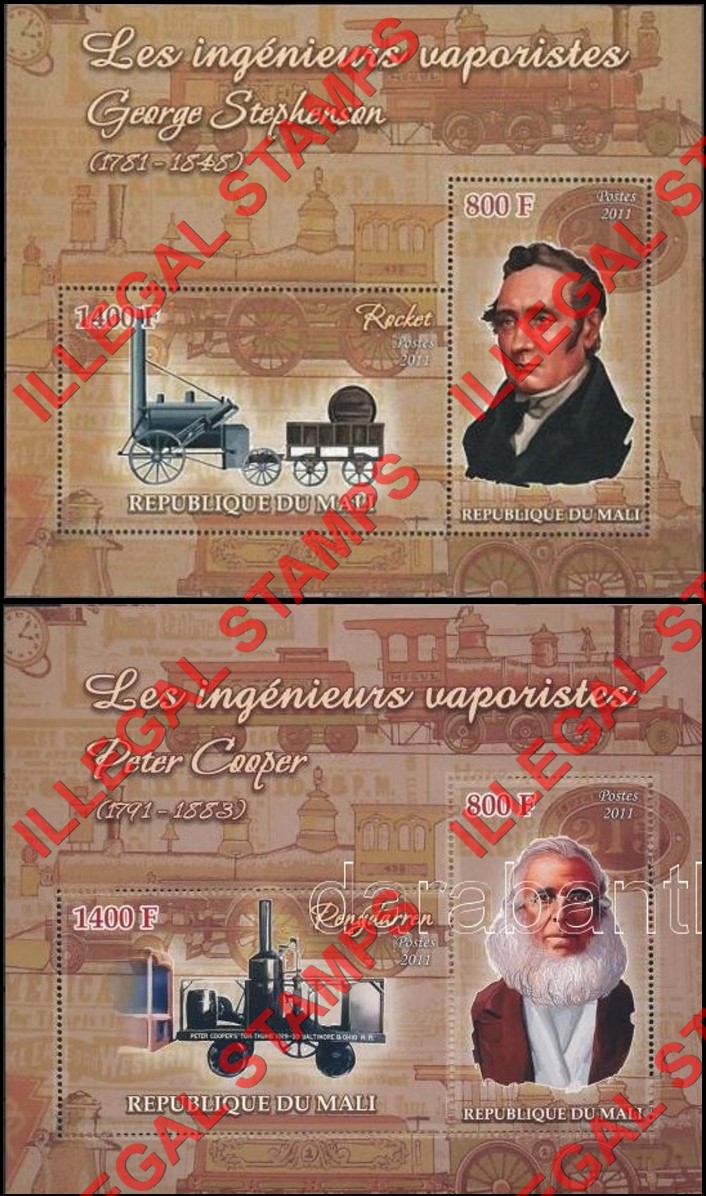 Mali 2011 Railway Engineers Illegal Stamp Souvenir Sheets of 2 (Part 3)