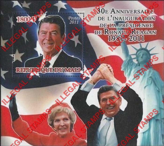 Mali 2011 Ronald Reagan Illegal Stamp Souvenir Sheet of 1