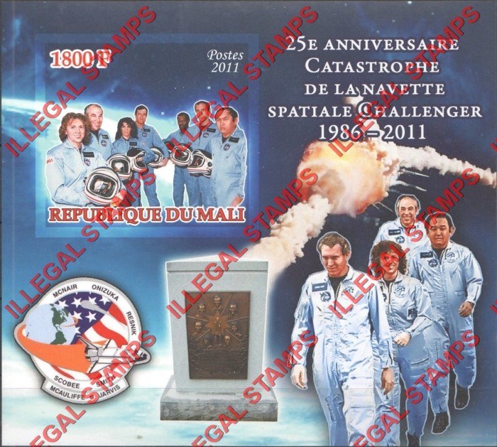 Mali 2011 Space Challenger Catastrophy Illegal Stamp Souvenir Sheet of 1