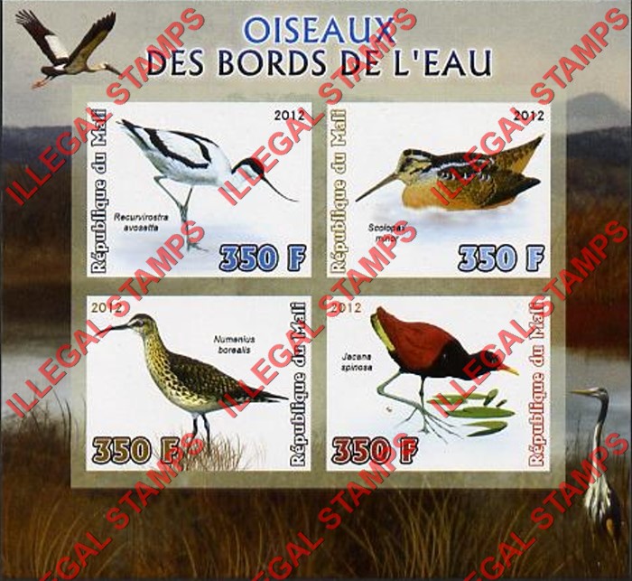 Mali 2012 Birds Illegal Stamp Souvenir Sheet of 4