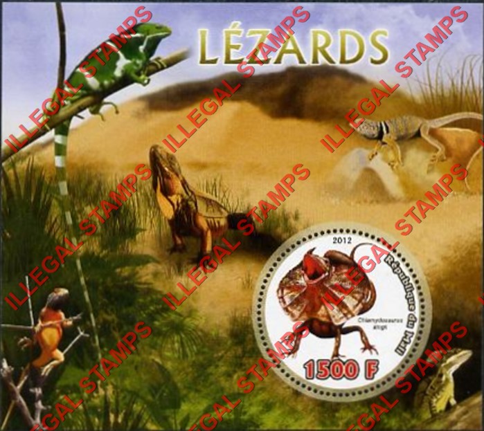 Mali 2012 Lizards Illegal Stamp Souvenir Sheet of 1
