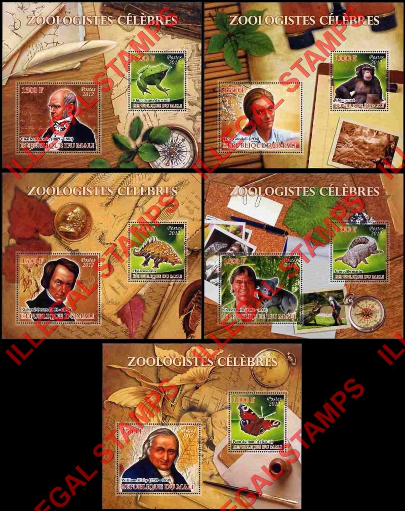 Mali 2012 Zoologists Illegal Stamp Souvenir Sheets of 2