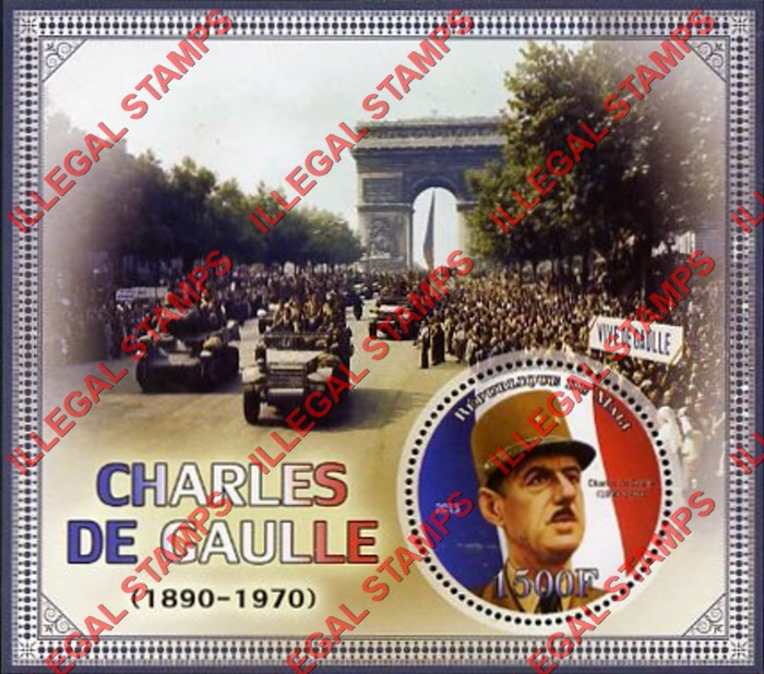Mali 2013 Charles de Gaulle Illegal Stamp Souvenir Sheet of 1