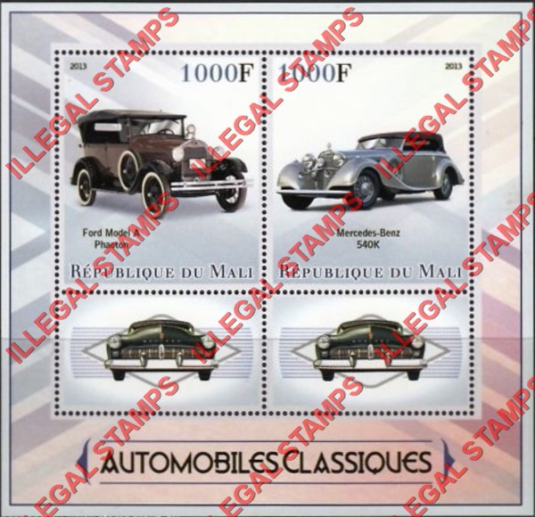 Mali 2013 Classic Cars Illegal Stamp Souvenir Sheet of 2